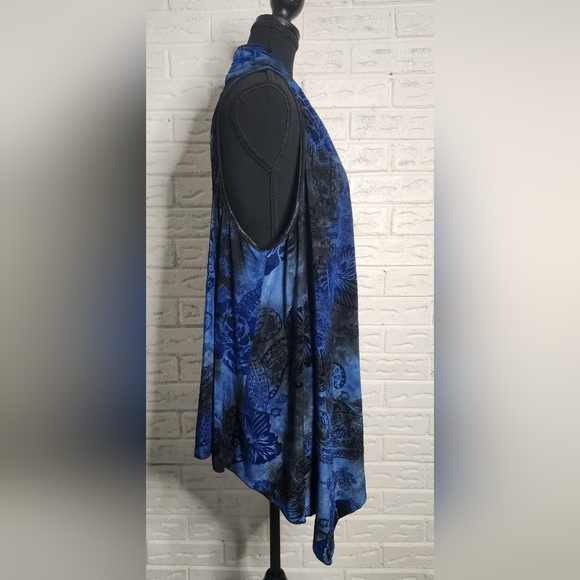 Boho Vest, Flowy with Velour Floral Print - Picture 2 of 9